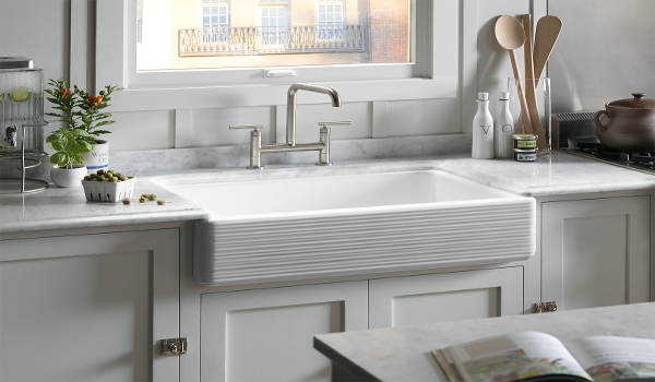 A kitchen faucet in a Long Island home.