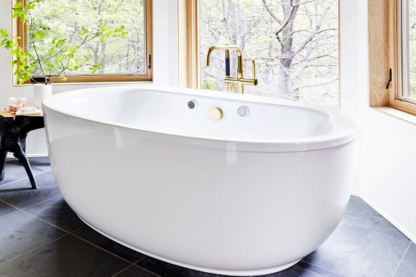 A master bathroom tub by KOHLER