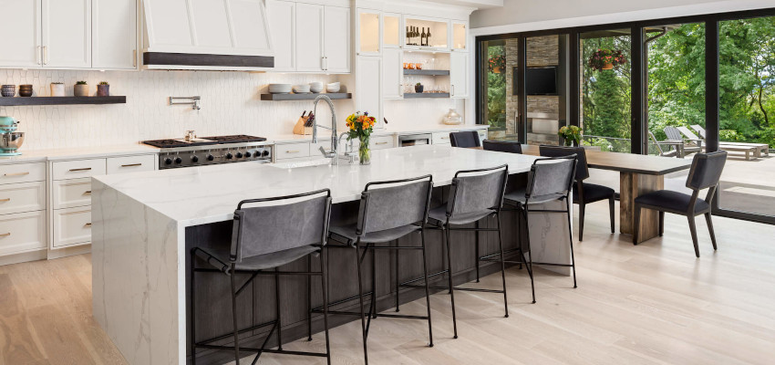 kitchen island with farm sink